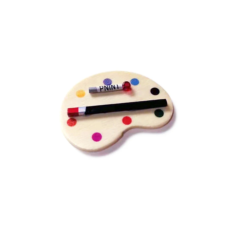 Paleta de colores en miniatura y juego de pinceles