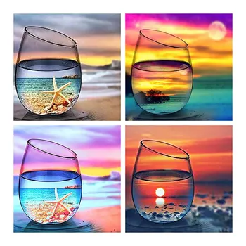 

Landscape in Glass Bottle Diamond Painting Round Full Drill Scenic Beach Nouveaute DIY Mosaic Embroidery 5D Cross Stitch Gifts