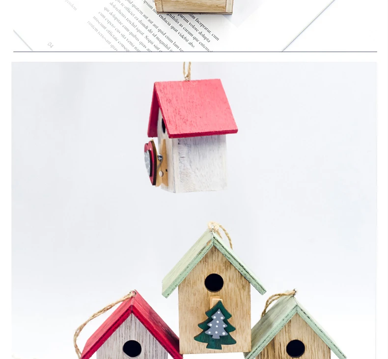 Рождественский мини-дом модель кулон окрашенный Птичий дом висячие украшения с зажимом Рождественский Декор Аксессуары