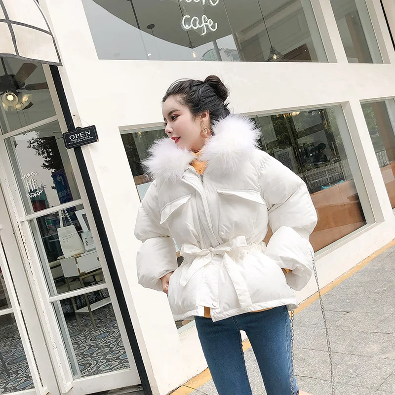 

Coat Women's Winter New Style Korean-style Fashion Elegant Thick Loose-Fit down Coat Versatile Warm Furry Collar Cotton Clothes