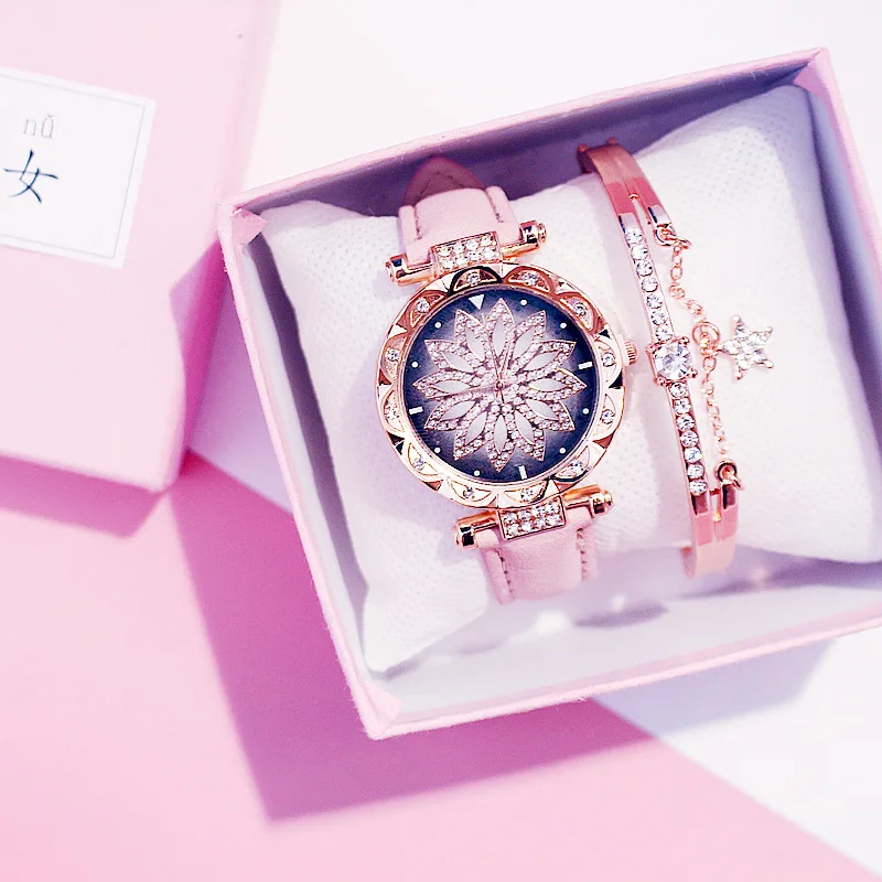 Топ Стиль Модные женские Роскошные кожаный ремешок аналоговые кварцевые наручные часы золотые женские часы Женское платье Reloj Mujer черные часы - Цвет: pink bracelet