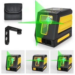 MESTEK 2 Lines Laser Level Self Levelling T02 Green Red Beam Laser Horizontal & Vertical Cross-Line with Magnetic Base