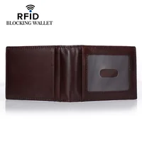New RFID Blocking Genuine Leather Men Money Clip Wallet Small Card Protection Purse Mini Cash Holder For Man 2