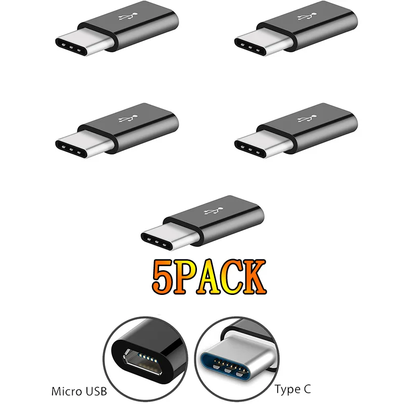 5 шт./лот переходник с Micro USB на Type-C для Letv Xiaomi Mi 5X Oneplus Huawei Samsung S8 Plus черный/белый |