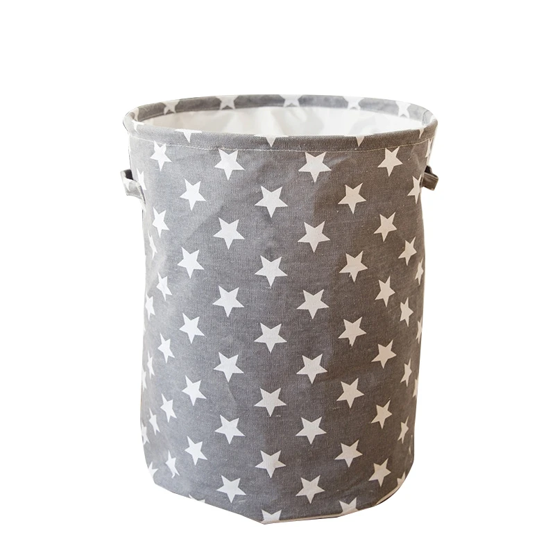 

35x45CM Collapsible Laundry Basket Star Pattern Storage Basket Large Waterproof Linen Cloth Home Toy Clothes Storage Organizer