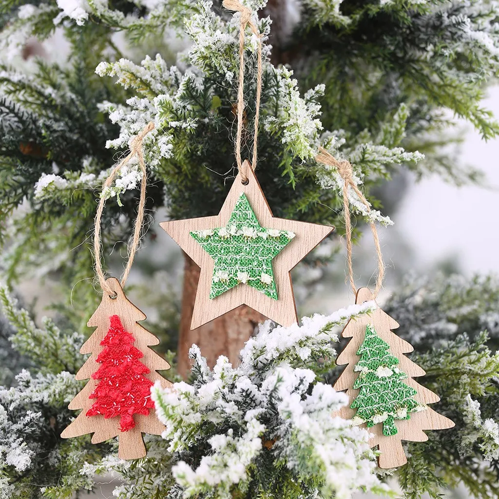 

Christmas Wooden Pendants Decorations Small Ornaments Hanging Dress Up navidad decoraciones para el hogar