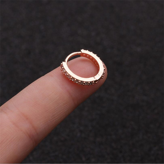 Gold Silver Colour Ear Piercing Jewelry CZ Helix Cartilage Earring Rook Hoop Snug Piercing Ring