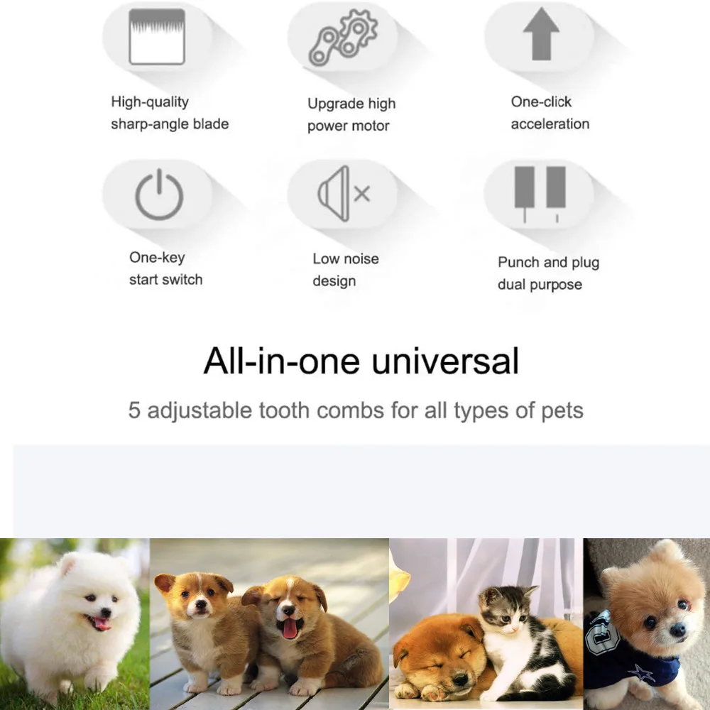 Pet Dogs Hair Clipper Cutter Grooming Cat Hair Trimmer Remover Electrical Pets Hair Cut Machine Shaver Razor Electric Scissor (5)