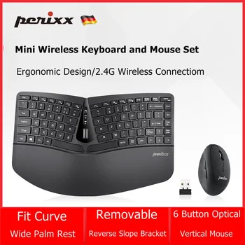 

New Perixx PERIDUO-606 Mini Slit Design Ergonomic 2.4G Wireless Keyboard and Mouse Set Home Office Keyboard 4D Keyboard Wheel