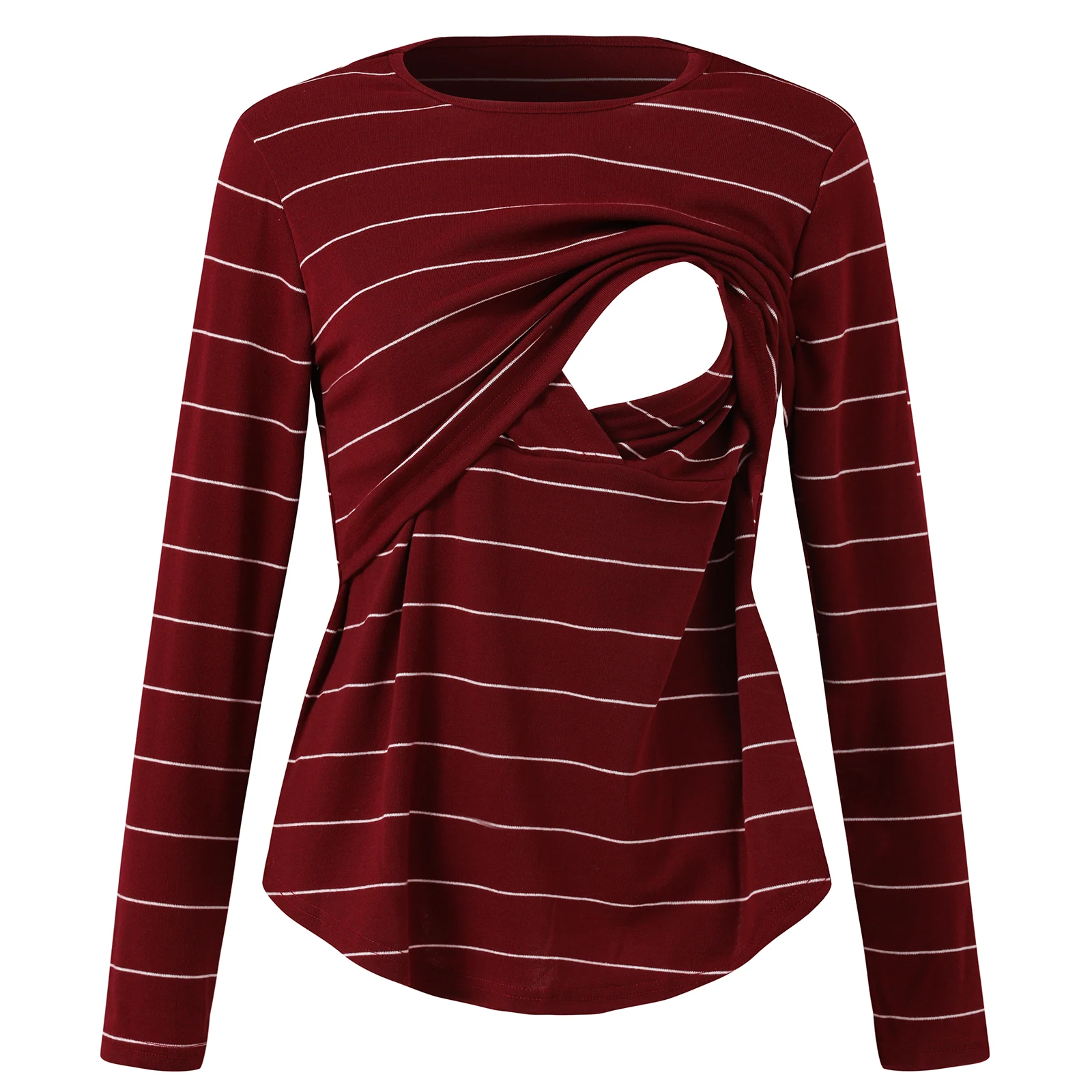 Camisa da Maternidade para Mulheres Roupas de Verão Camisas de Amamentação Roupas de Gravidez Nova Outono Manga Longa Listra Enfermagem Superior 2 High Quality Mamãe e Bebê
