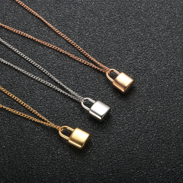 Necklaces Pendants NEW Lock Key Pendant Padlock Charm Necklace Chain Women  Jewelry Gift