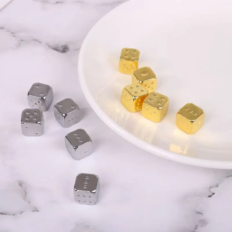 5pcs 13mm Metal Dice Gold/Silver Solid Heavy Dice Bar Night Club Party Drinking DND Game Dice G99D