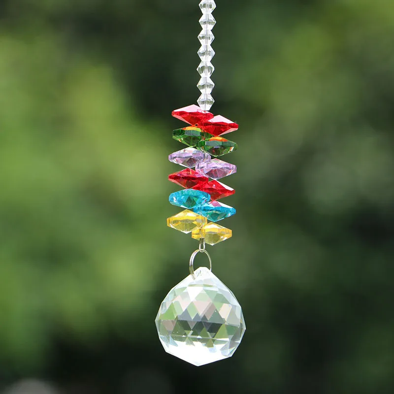 1PCS Chakra Suncatcher Crystal Ball Prisms Pendant Rainbow Maker Wedding Home Chrismas Decor