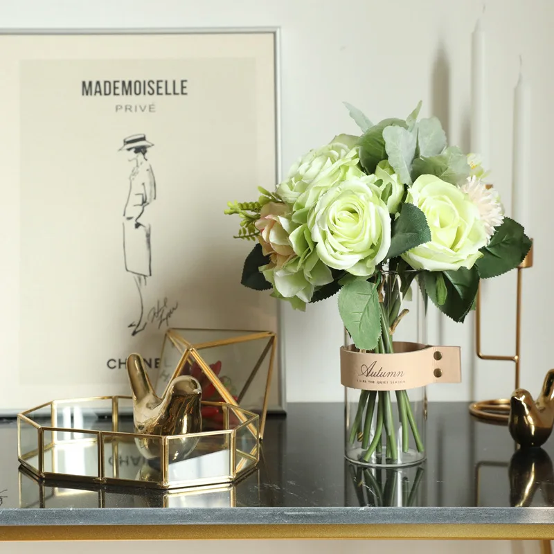 Artificial Simulation Rose Bouquet European Living Room Bedroom Desk Decoration Fake Flowers Bud Flower Arrangement