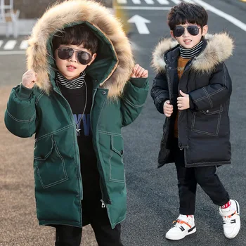 

Baby Boy Winter Jacket 2020 High Quality Fur Hooded Down Cotton Outerwear Coat Kids Thicken Warm Pocket Parkas Children Clothing