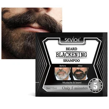 

1Pc 15ml 5Mins Blackening Beard Shampoo Dye Beard Into Black Coloring Grey Removal