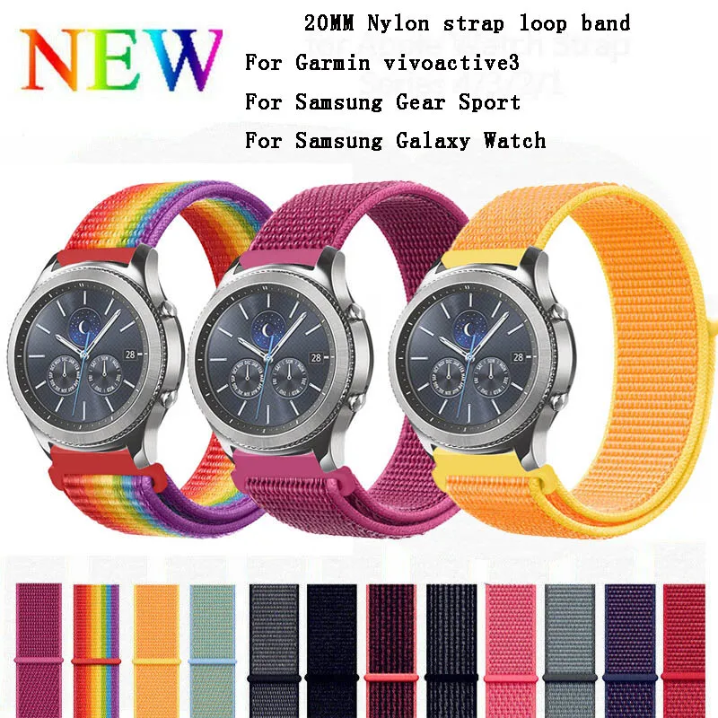 

Band for Galaxy Watch 42mm & Galaxy Watch Active 40mm & Gear S2 Sport 20/22mm Nylon Sport Loop Wrist Strap Bands for Amazfit Bip