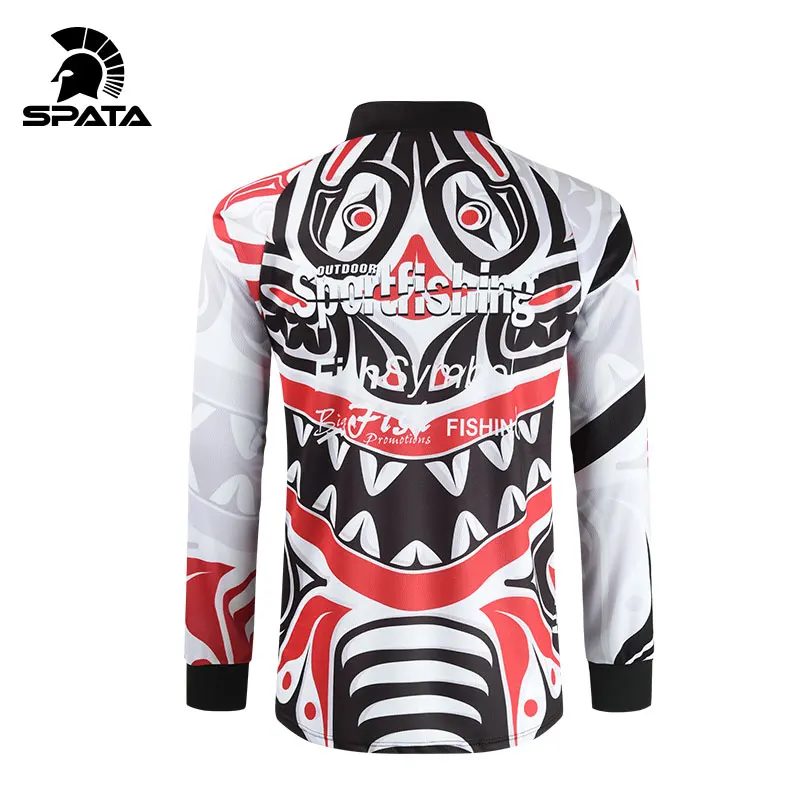 SPATA Breathable Fishing Shirt Long Sleeve Quick Dry Big European-size Fishing Jerseys Sun Uv Protection T-shirt For Men