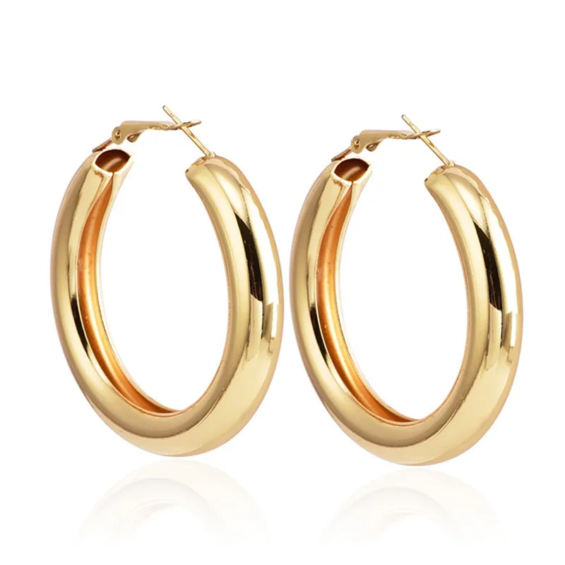 50MM New Fashion Golden Color Hoop Earrings For Women Statement Punk 2018 Brinco Jewelry Wholesale Gift | Украшения и аксессуары