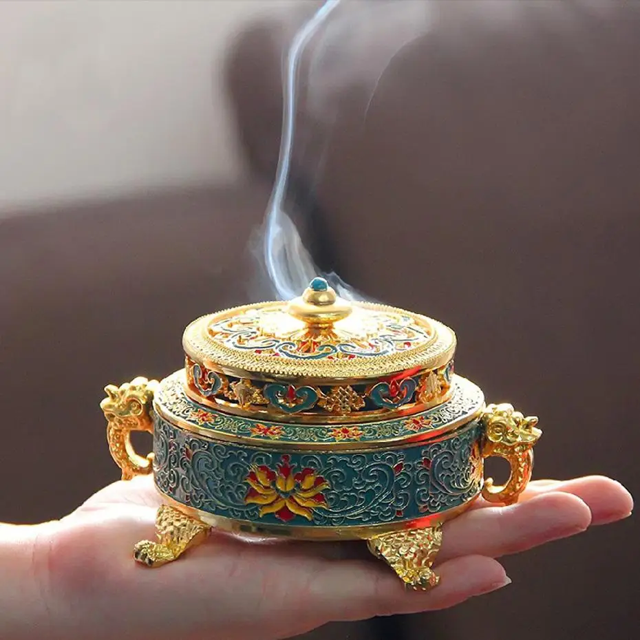 Подставка для курильницы металлическая тибетская стильная окрашенная