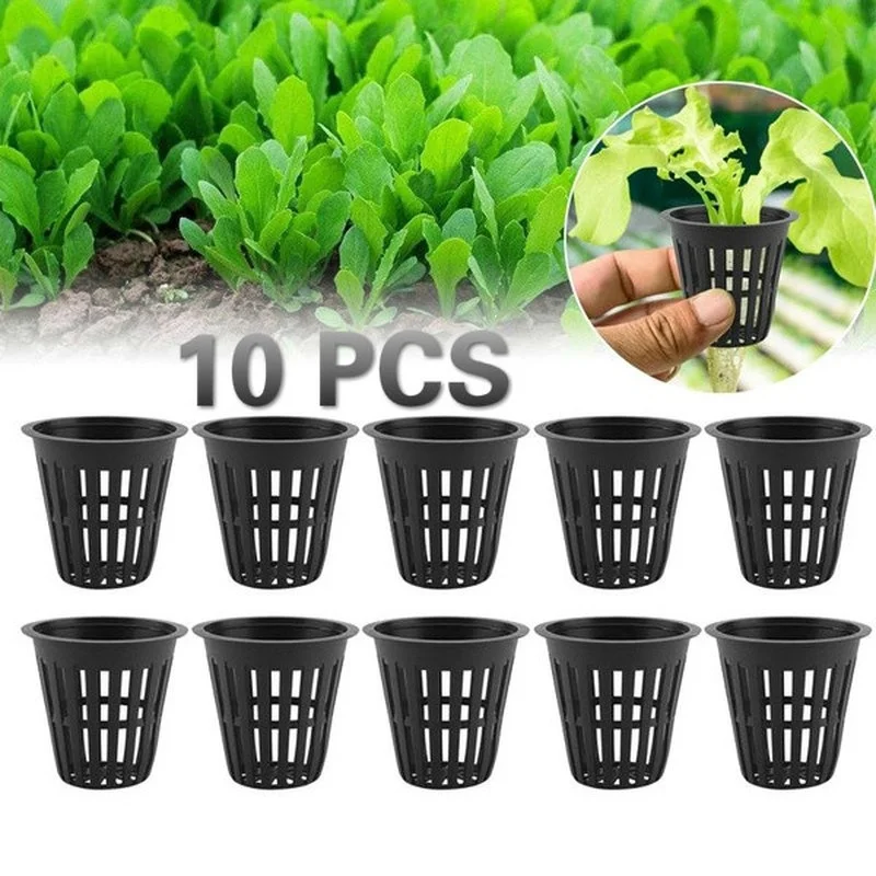 

10 PCS Mesh Pot Net Basket Plastic Flower Grow Planting Pot Hydroponic Basket