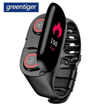 

Greentiger M1 Newest AI Smart Watch Bluetooth Earphone Heart Rate Monitor TWS stereo headphones Wireless Earbud Smart Wristband