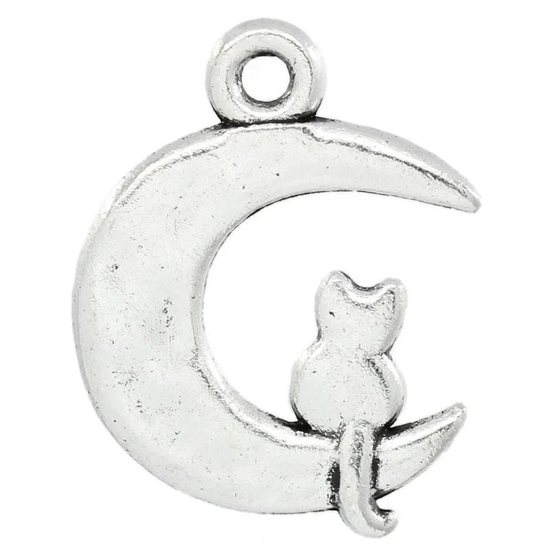 Подвески DoreenBeads из металлического сплава с подвеской в виде кота серебристого