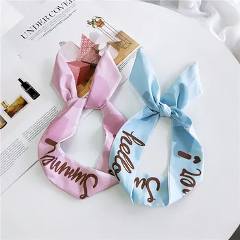 

2020 Korean version of rabbit ears knotted wire hair bands Ribbon Hats Metal Wire Scarf Women Headband Girls Hair accessories