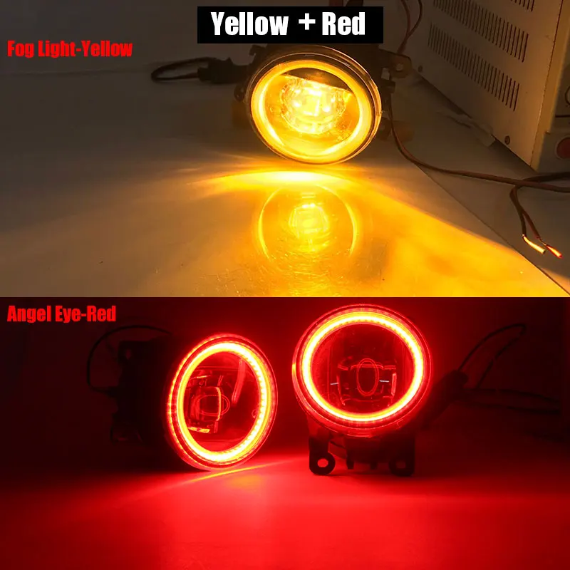 Cawanerl для peugeot путешественник- автомобиля H11 светодиодный лампы передние противотуманные фары светильник 4000LM Ангел глаз DRL Дневной светильник 12V - Цвет: Yellow and Red