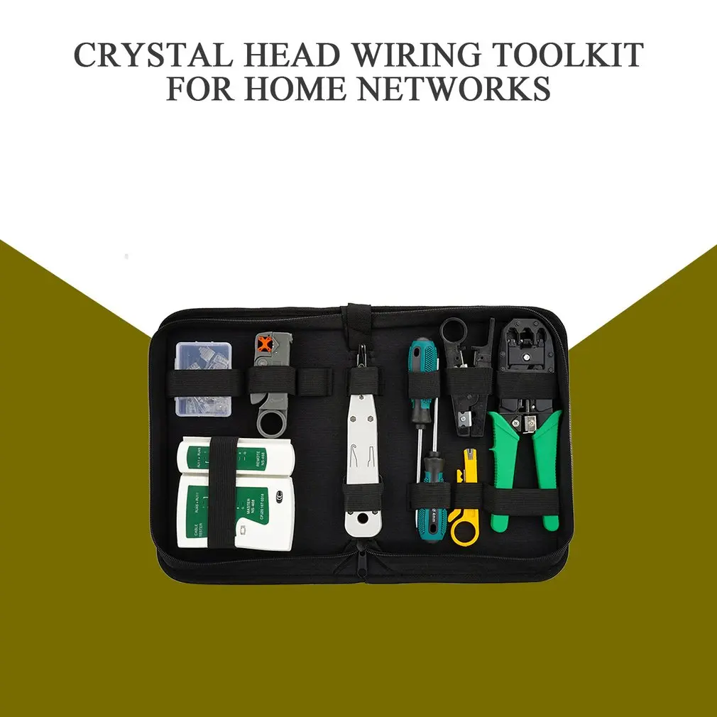 Домашняя многофункциональная сетевая кристаллическая головка, набор инструментов для проводки, трехцелевой кабельный зажим, тестер, набор инструментов