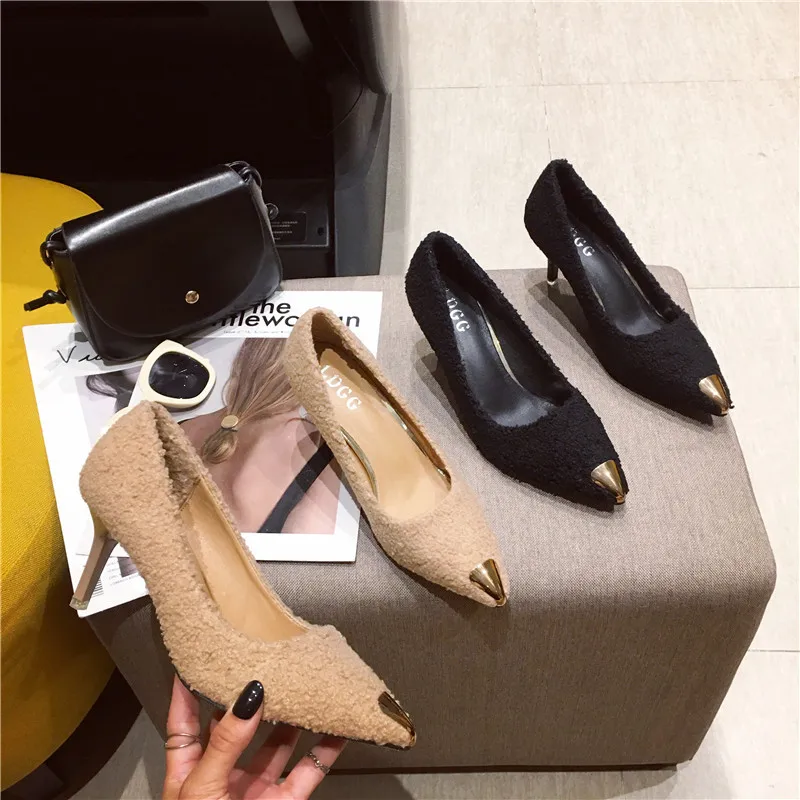 

South Korea High Heel Shoes 2019 Autumn And Winter New Style Korean-style Style Pointed-Toe Thin Heeled WOMEN'S Shoes Comfortabl