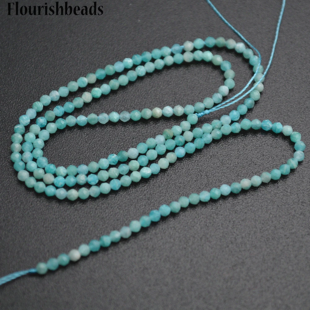 2mm Faceted Diamond Cutting Sky Blue Color Natural Amazonite Stone Round Loose Beads Beads Aliexpress