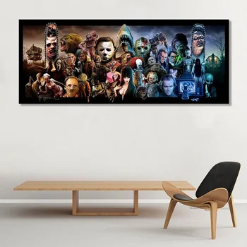 

Classic Fashion Terror Canvas Print Movie Wall Posters For Home Decoration Horror Painting For Living Room Bedroom Home Decor