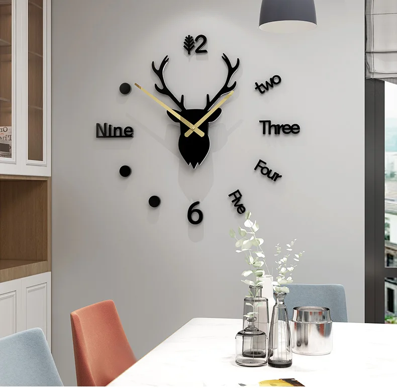 moderna cabeça dos cervos relógios parede decoração