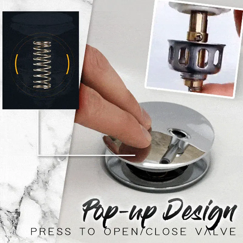 Stainless Steel Push-type Bounce Core Universal Wash Basin Bounce Drain Filter