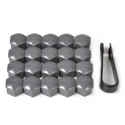 17mm Gray Wheel Center Nut Caps - Decorative Tire Lug Protectors (20 Pack) (GRAY)