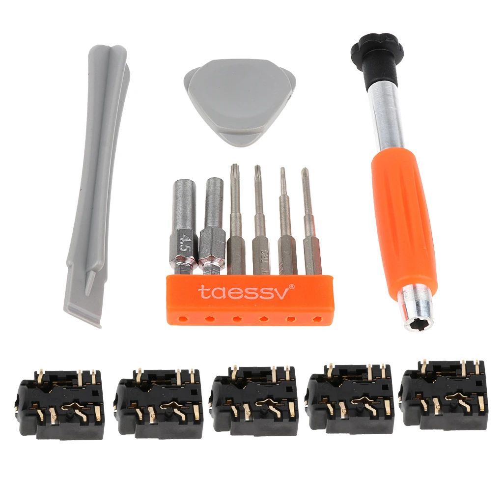 5Pcs 3.5mm Jack Headset Headphone Audio Port for Microsoft Xbox One S Controller + Screwdriver + Prying Tool