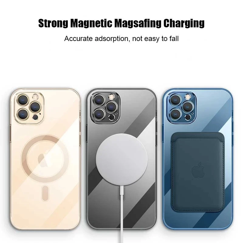 cheap galaxy s22 ultra case For iPhone 12/13 Case Magnetic Charging Magsafing Phone Case for iPhone 11Pro Max 13 Mini ProMax Protect Clear TPU Plating Cover samsung galaxy s22 ultra case