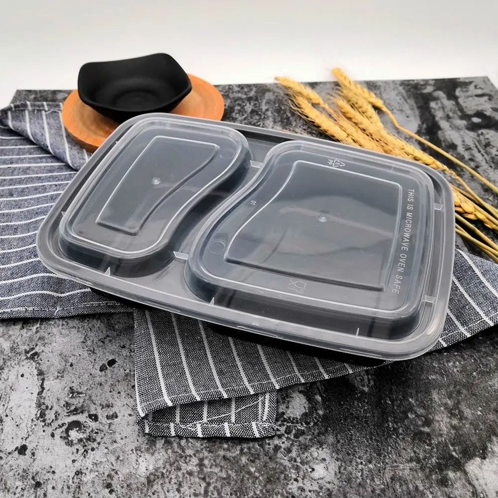 20 шт. одноразовые пластиковые контейнеры для еды 2 отделения|Одноразовые пищевые