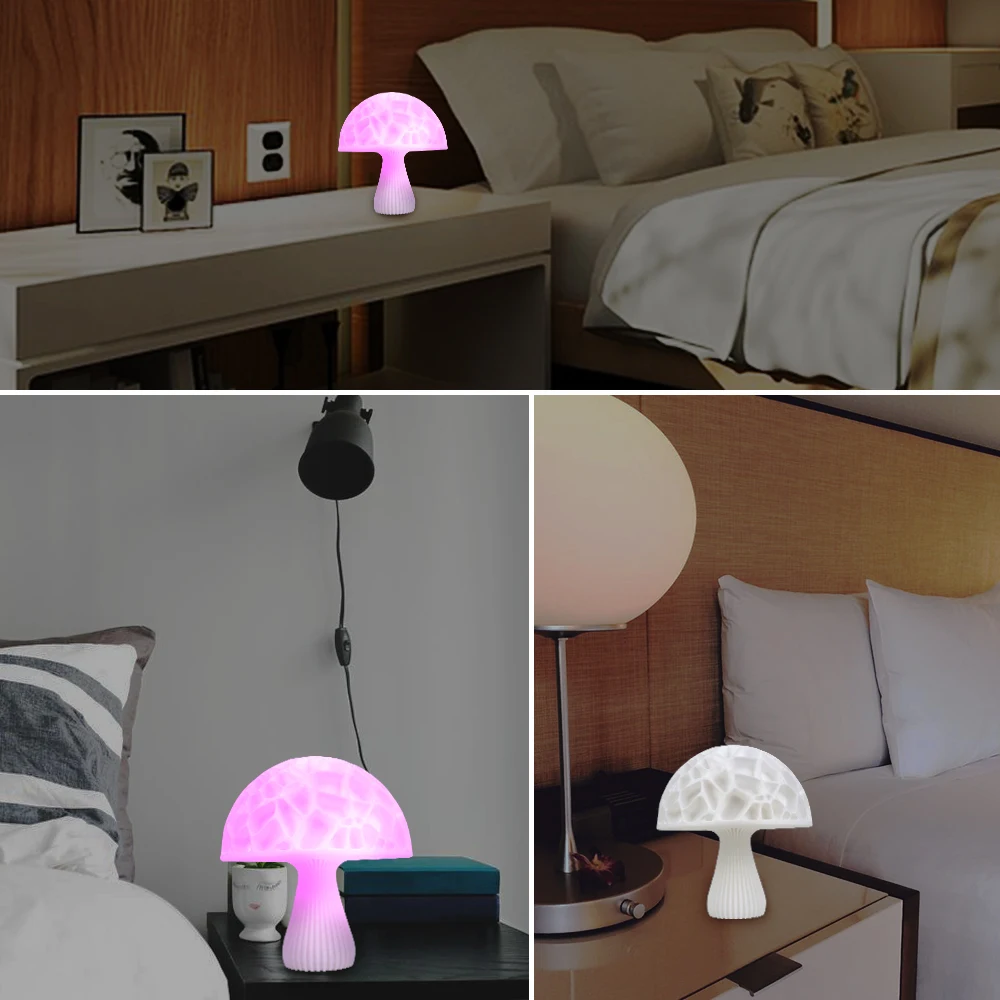 3D Print Moon Light Table Lamp Mushroom Bedside Night With Remote Change Touch Usb Colorful Decor Creative Gift Home Xmas
