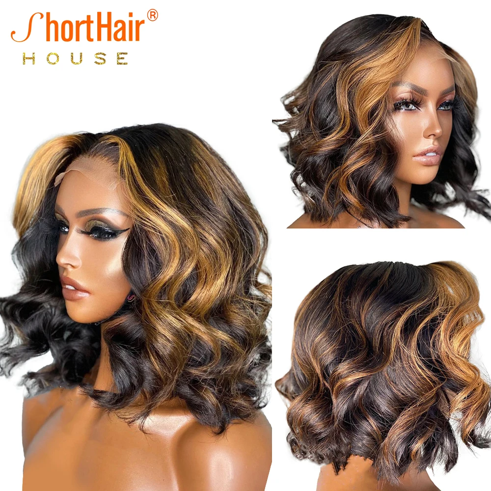 Highlight Blonde Human Hair Wigs for Women Burgundy 99J Water Wave Lace Front Wigs 4X4 Lace Closure Body Wave Wig Brazilian Bob