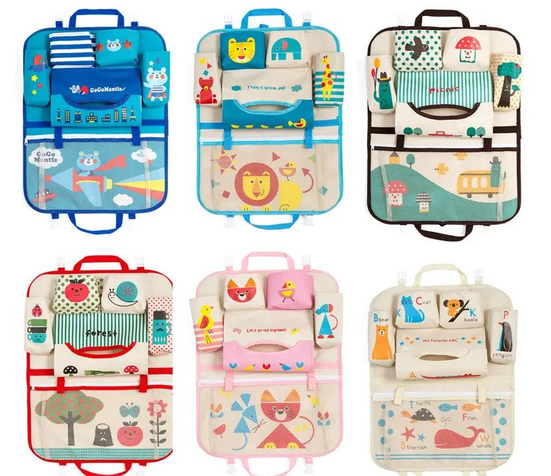 Creative Cartoon Car Seat Back Organizer Hang Storage Bag Baby Kids Toys Travel Protector Cover Automobile Interior Accessories