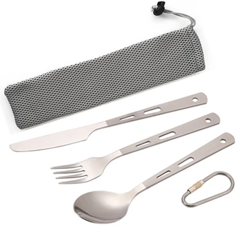 

Titanium Knife Fork Spoon 3pcs Set Home Outdoor Camping Tableware Cutlery