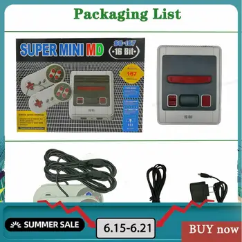 

Video Game Console for Sega MegaDrive AV Output Retro 167 Classic 16 Bit Family Wired Double Gamepad Dual Players Dropshipping