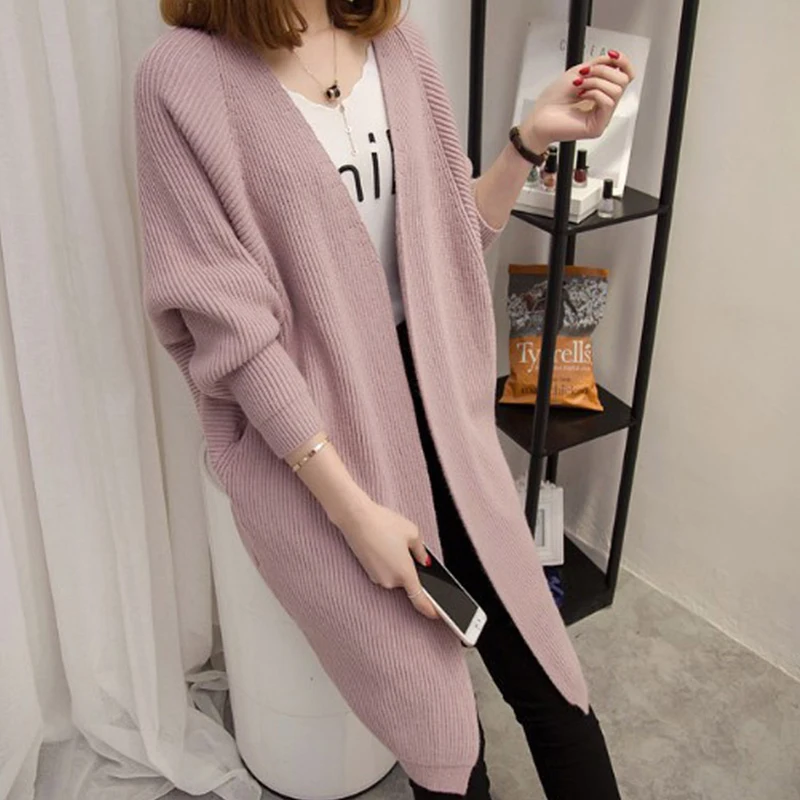 

Women's Sweater Cardigan 2019 Autumn and Winter Women's Solid Color Sweater Cardigan Long Loose Large Size Sweater Sweater Coat