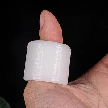

Natural white Jade Ring 22MM Heart Meridian Jadeite Buddhism Amulet Fashion Charm Jewelry Hand Carved Crafts Luck Gift Women Men