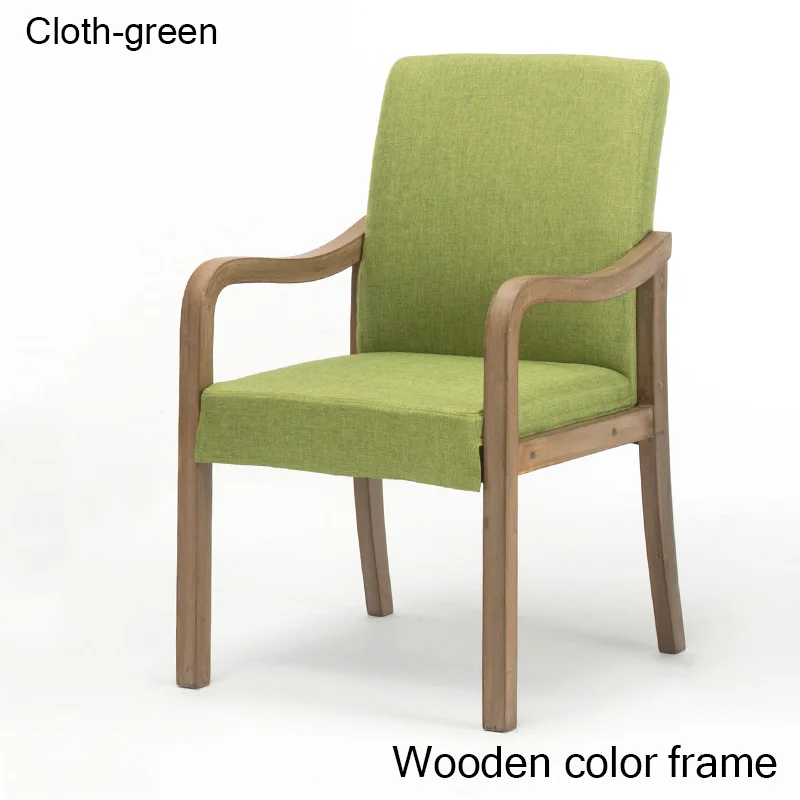 Cloth-green Современной плотной древесины столовая для обеденного стула ткань офисная Конференция ресторанное кресло с подлокотниками дома исследование гостиной стул из твердой древесины - Цвет: Cloth-green