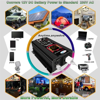 

6000W Power Inverter DC 12V to AC 110/220V converter usb charger adapter 150W portable auto modified save 12 220 180W