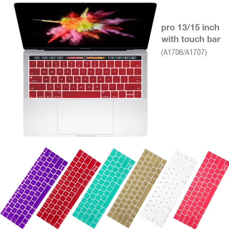 

Dustproof US Keyboard Cover Protector for MacBook Pro 13 15 inch with Touch Bar Silicone Laptop Keyboard Cover A1707 A1706