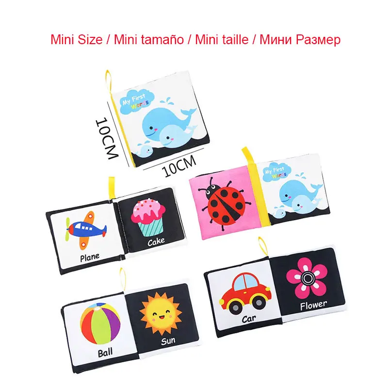 Montessori Baby Book Black And White Enlightenment Cloth Book Educational Quiet Book Cartoon Animal Learning Books Baby Toys 28